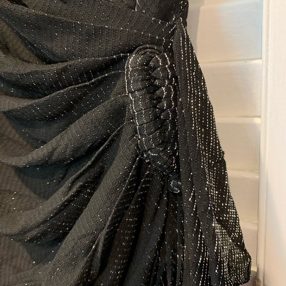 Black With Silver Thread Side Gathered Dress - image 4